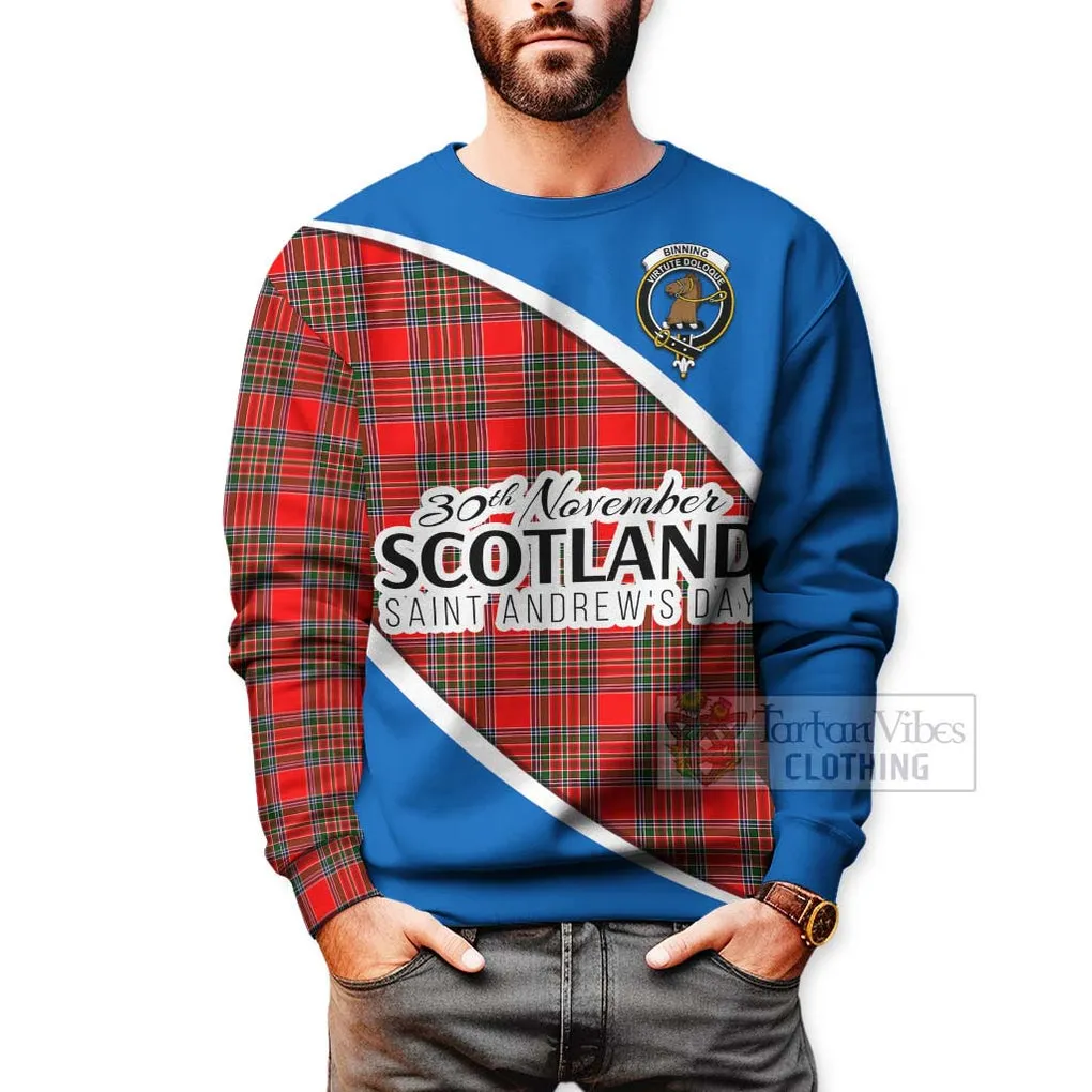 Binning Family Crest Tartan Sweatshirt Celebrate Saint Andrew's Day in Style