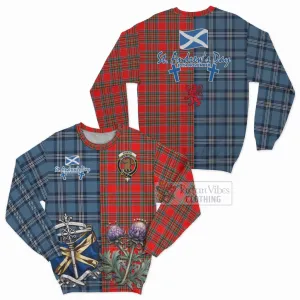 Binning Tartan Sweatshirt Happy St. Andrew's Day Half Tartan Style