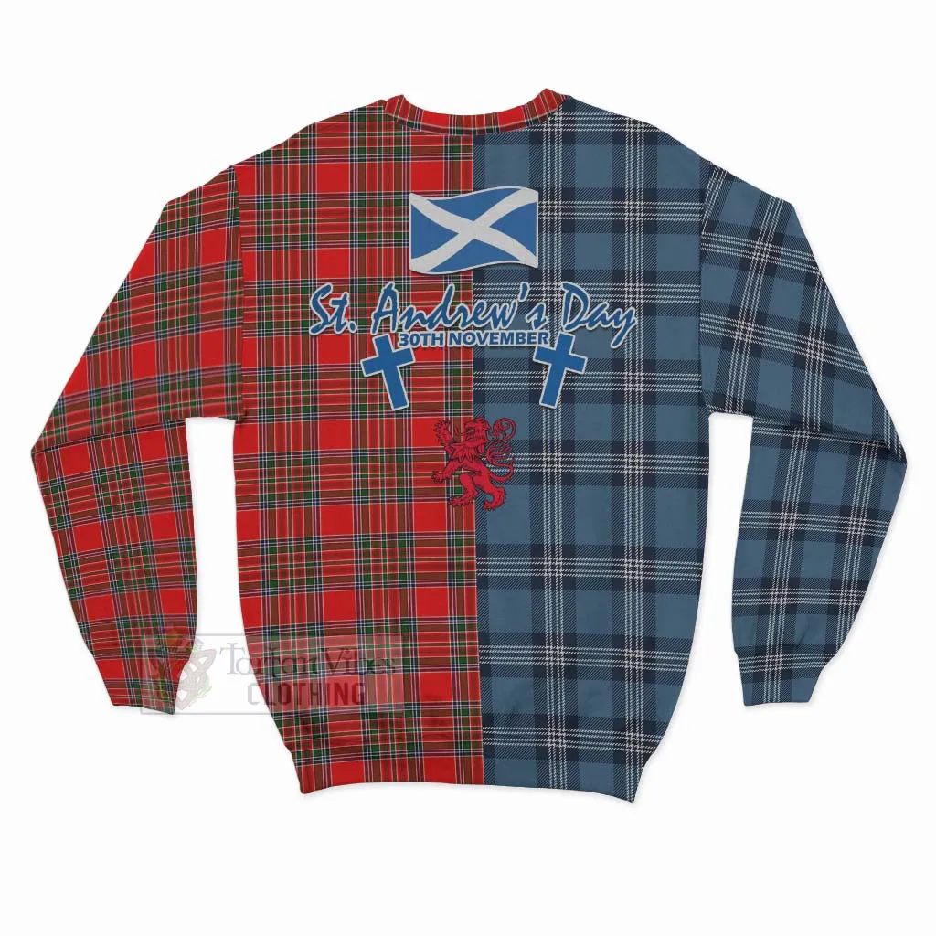 Binning Tartan Sweatshirt Happy St. Andrew's Day Half Tartan Style