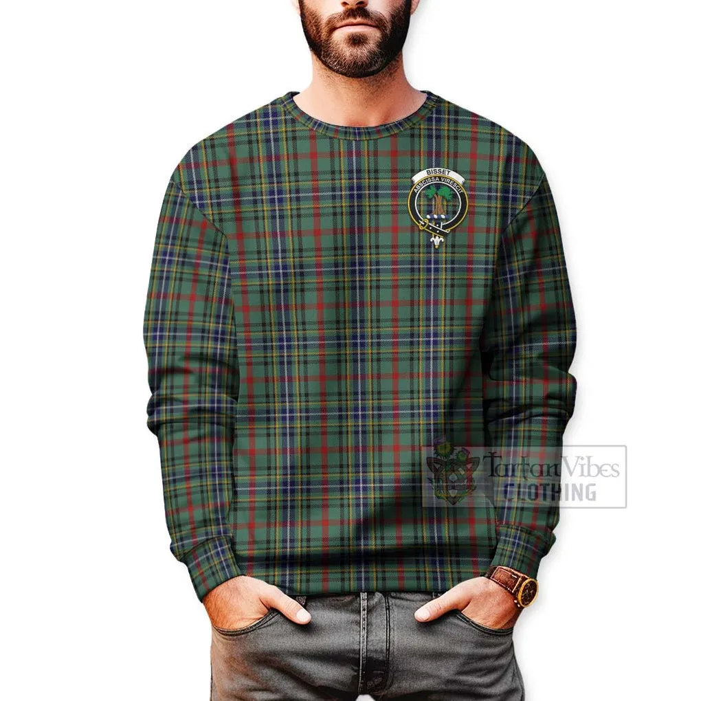 Bisset Tartan Sweatshirt with Family Crest Celtic Skull Style