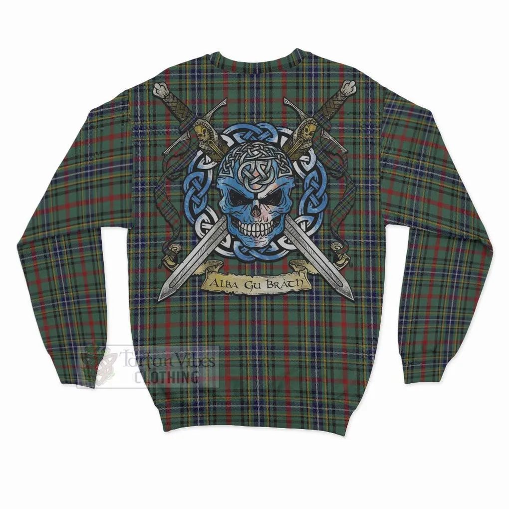 Bisset Tartan Sweatshirt with Family Crest Celtic Skull Style