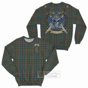 Bisset Tartan Sweatshirt with Family Crest Celtic Skull Style