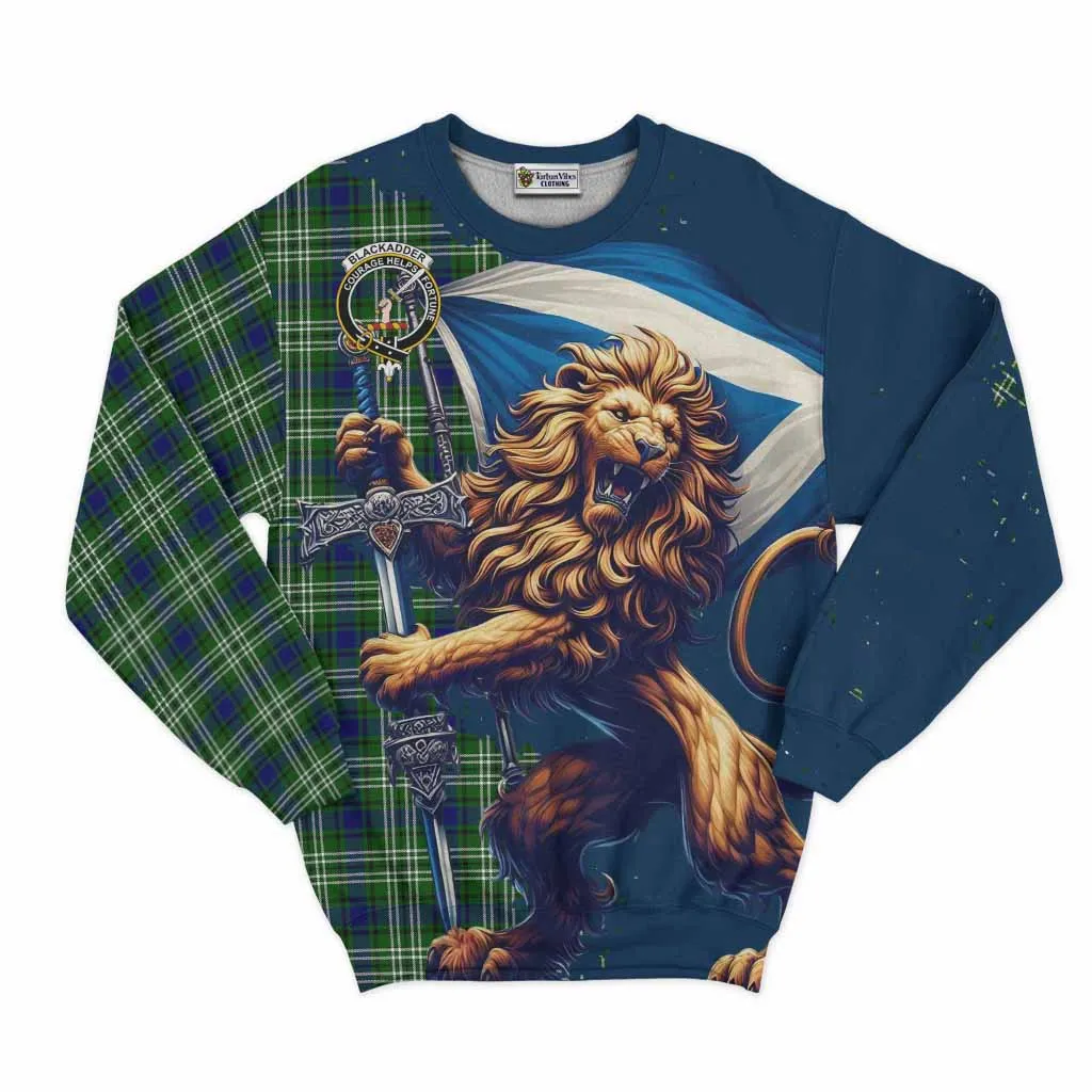 Blackadder Tartan Family Crest Sweatshirt with Scottish Majestic Lion