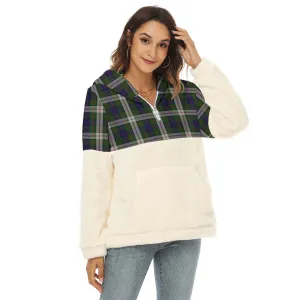 Blair Dress Tartan Women's Borg Fleece Hoodie With Half Zip