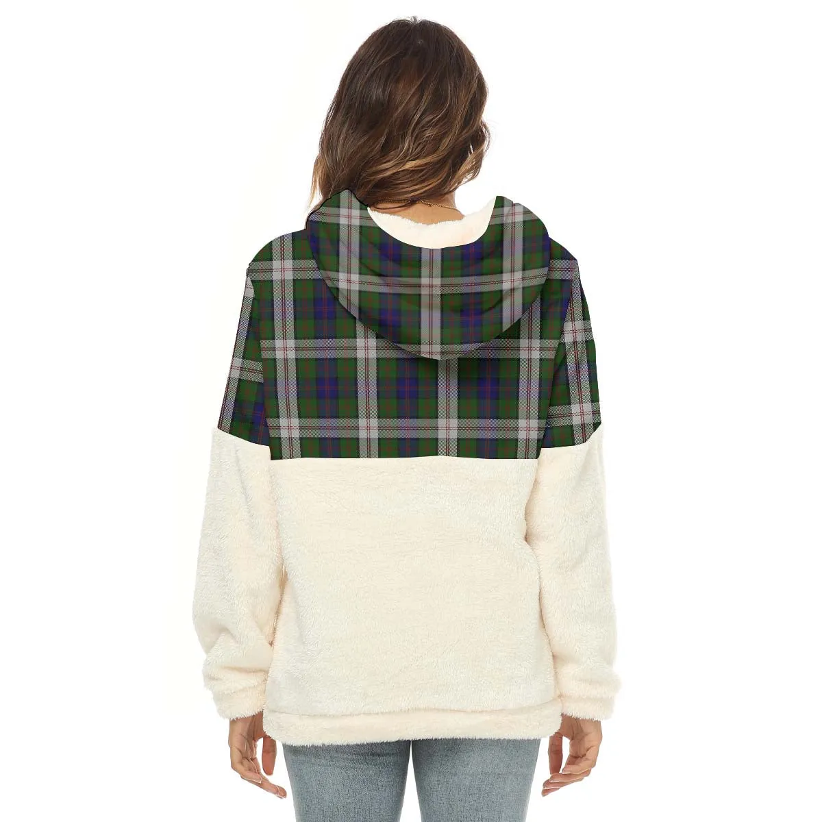 Blair Dress Tartan Women's Borg Fleece Hoodie With Half Zip