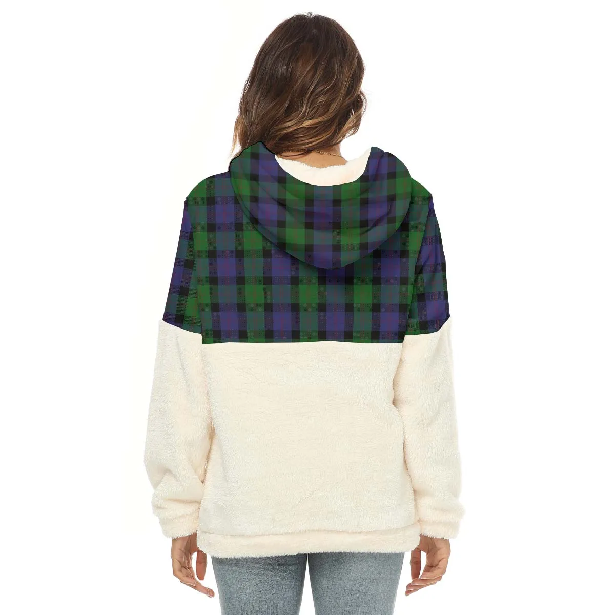 Blair Tartan Women's Borg Fleece Hoodie With Half Zip