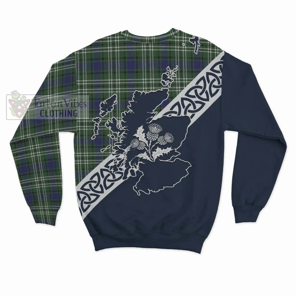 Blyth Tartan Sweatshirt Featuring Thistle and Scotland Map