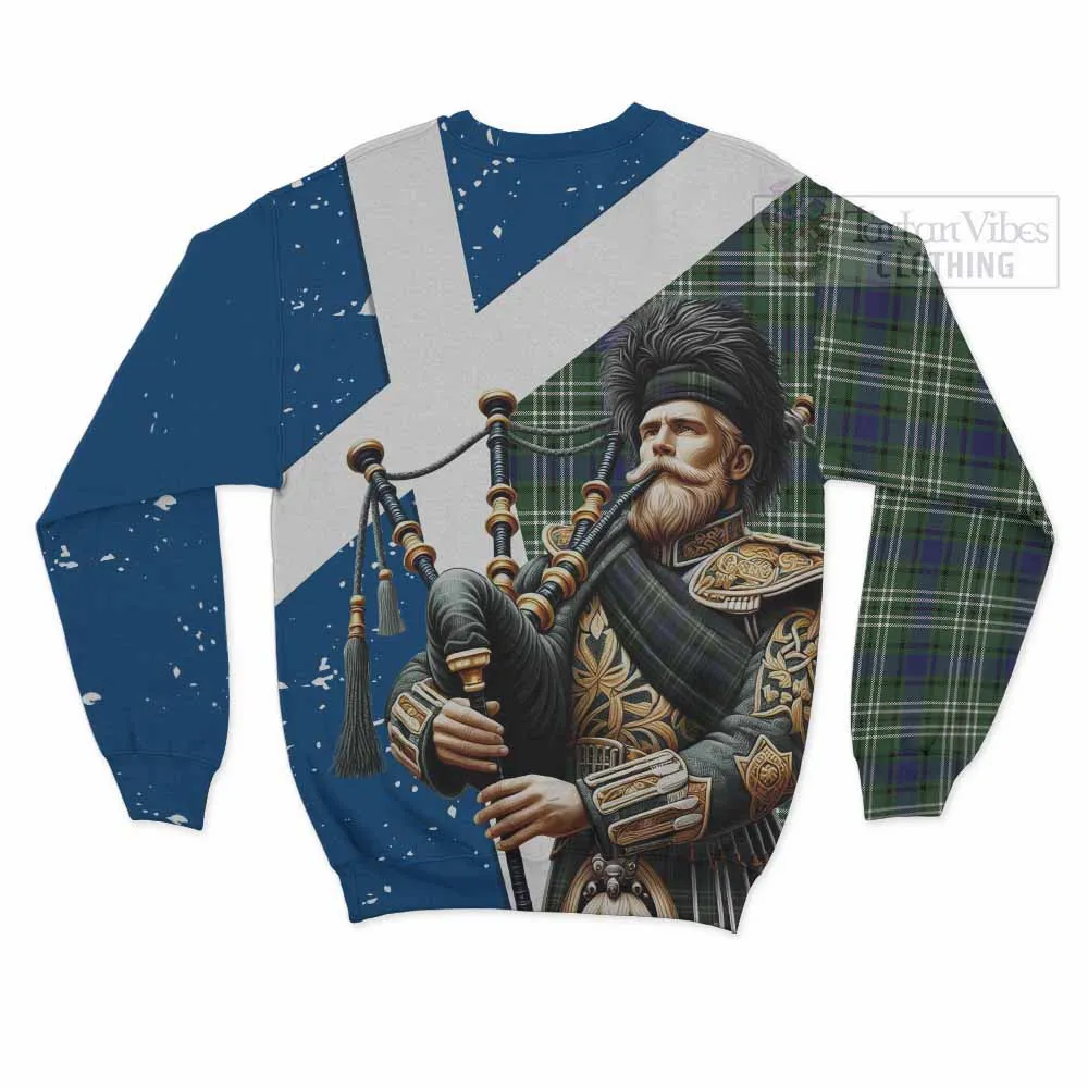 Blyth Tartan Sweatshirt with Family Crest Scottish Bagpiper Vibes