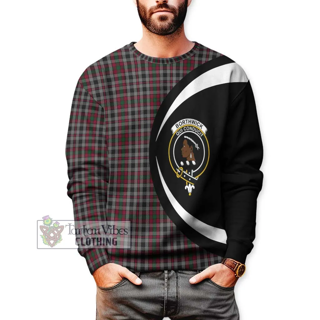 Borthwick Tartan Sweatshirt with Family Crest Circle Style