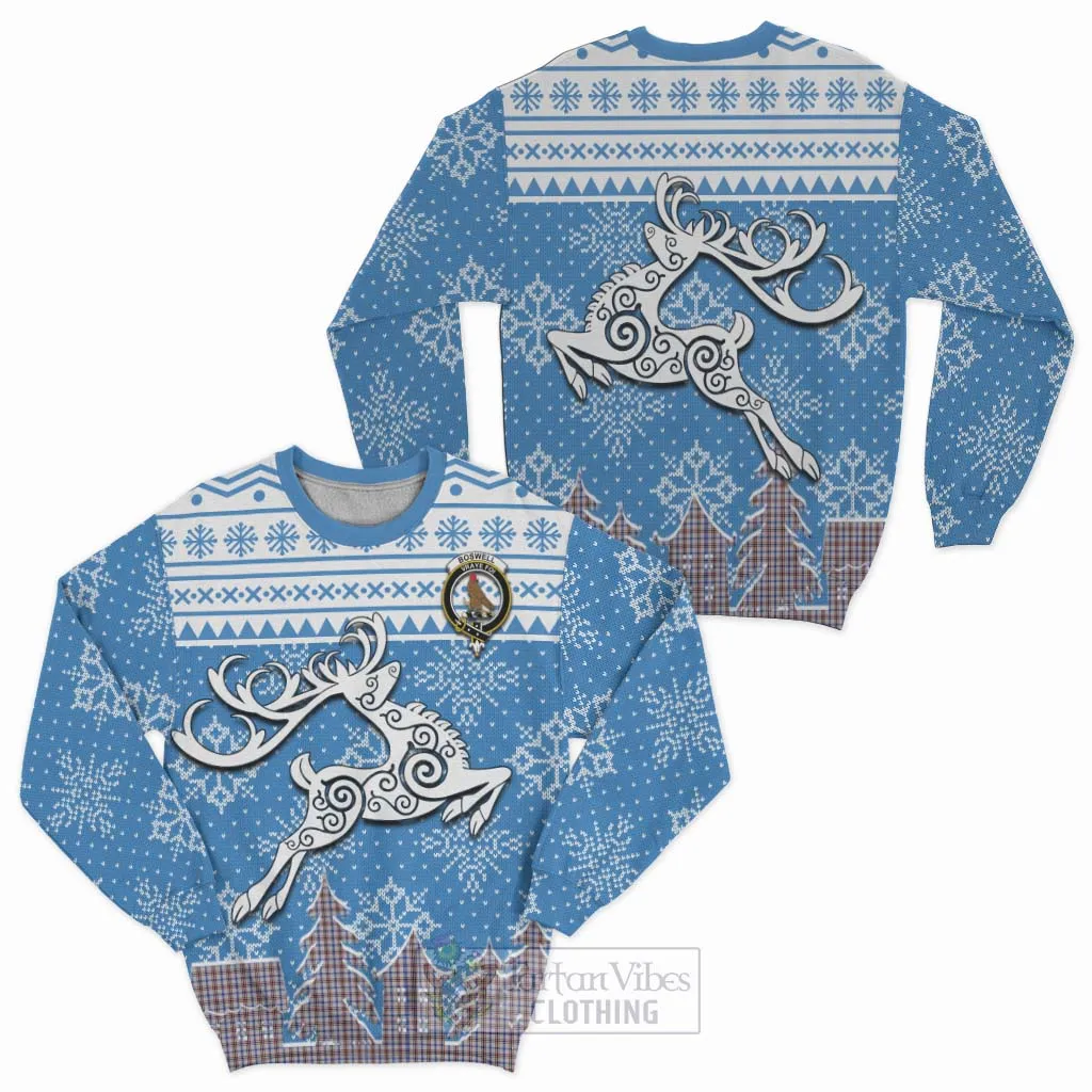 Boswell Clan Christmas Sweatshirt Celtic Reindeer Style