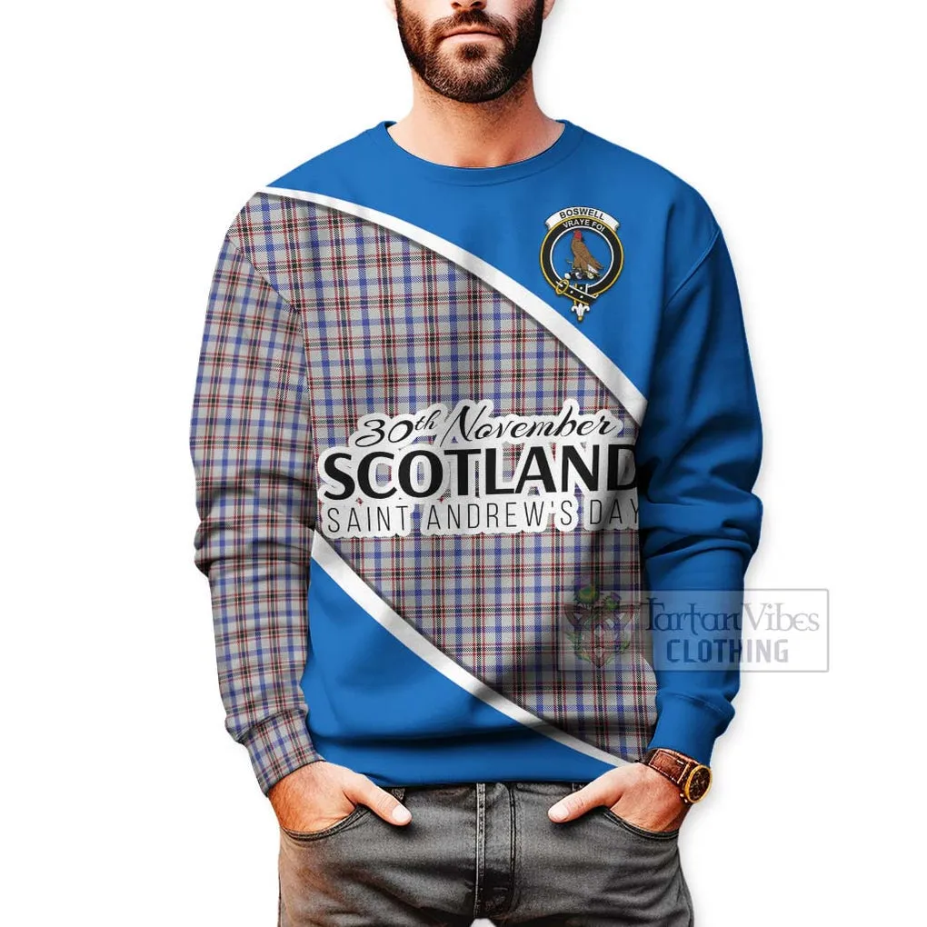 Boswell Family Crest Tartan Sweatshirt Celebrate Saint Andrew's Day in Style