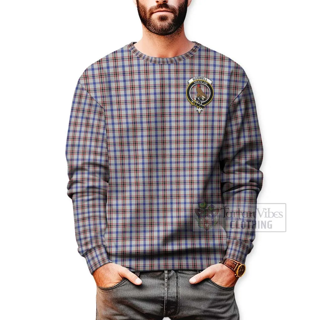 Boswell Tartan Sweatshirt with Family Crest Celtic Skull Style