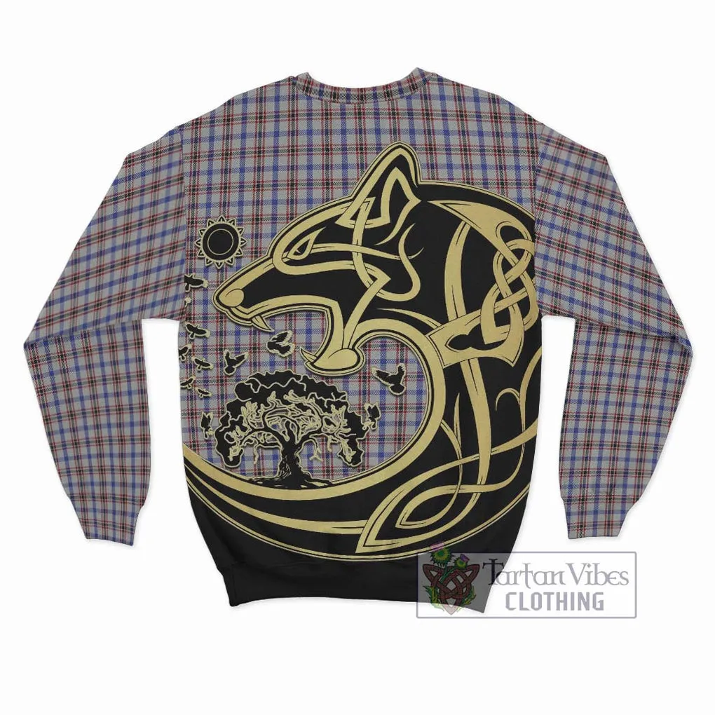 Boswell Tartan Sweatshirt with Family Crest Celtic Wolf Style