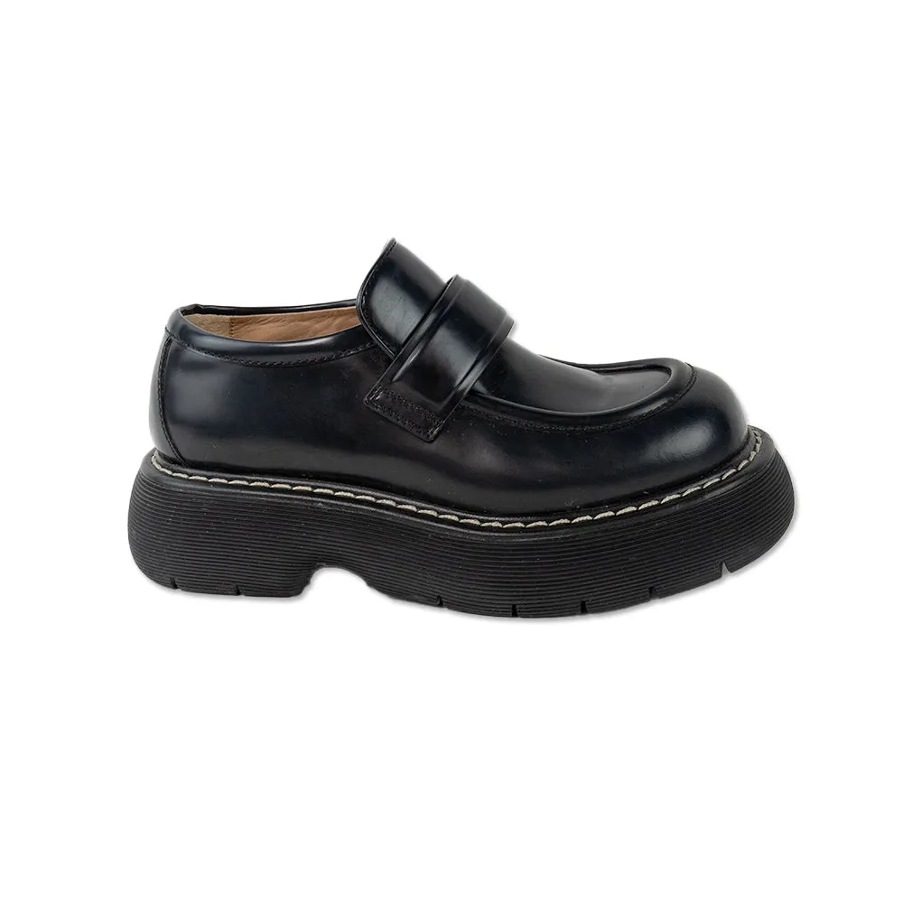 Bottega Veneta Black Leather Swell Loafers