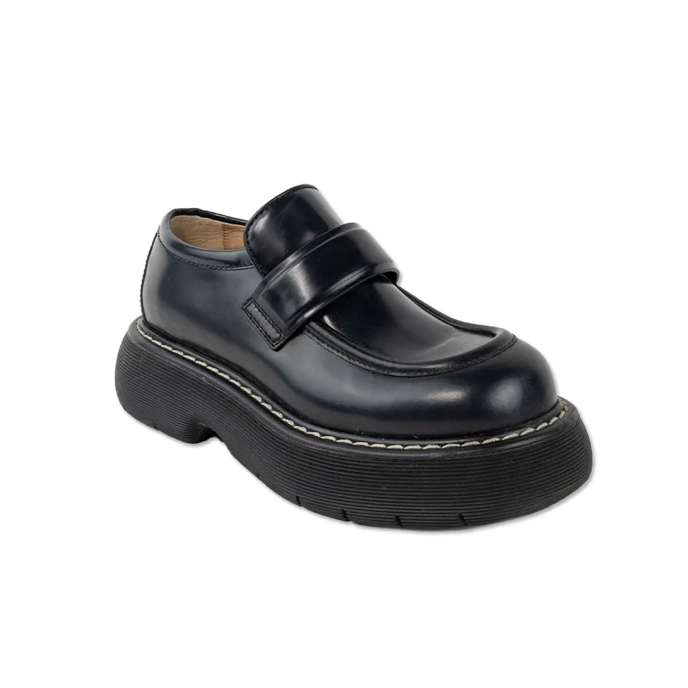 Bottega Veneta Black Leather Swell Loafers