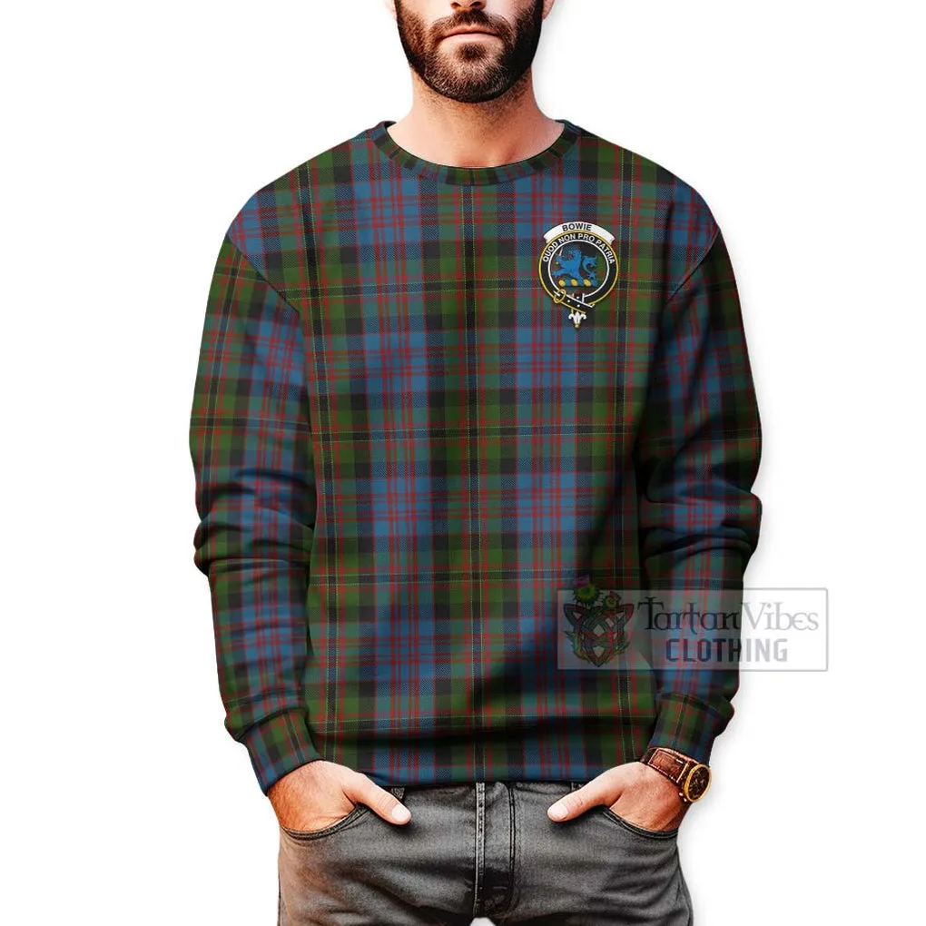 Bowie Tartan Sweatshirt with Family Crest Celtic Skull Style