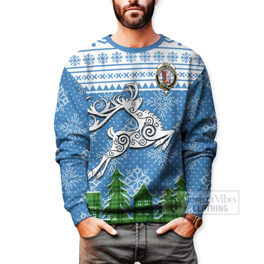 Boyle Clan Christmas Sweatshirt Celtic Reindeer Style