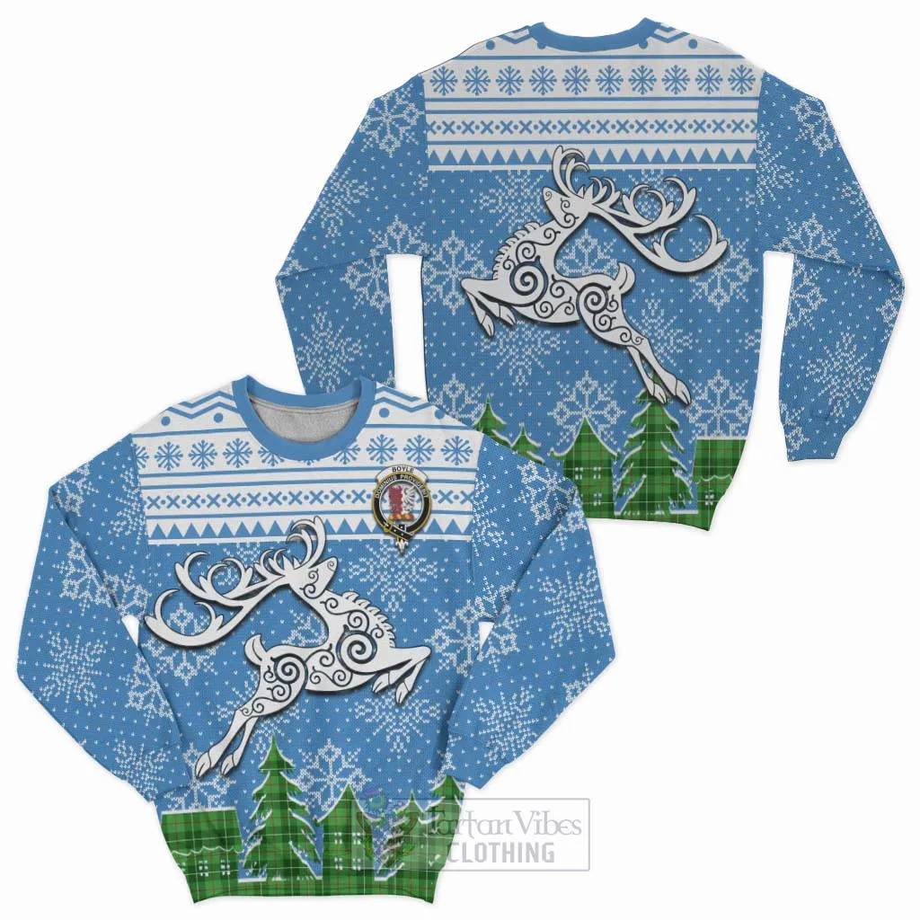 Boyle Clan Christmas Sweatshirt Celtic Reindeer Style