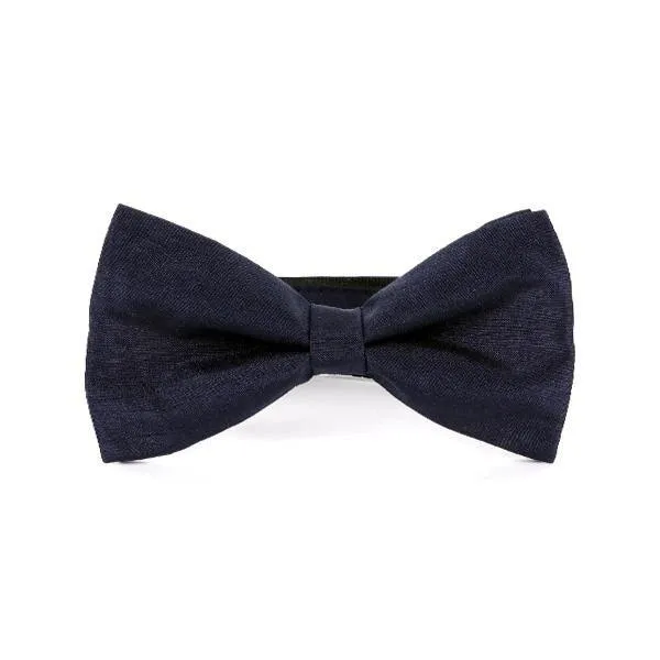 BOYS NAVY BLUE  RAW SILK BOW TIE