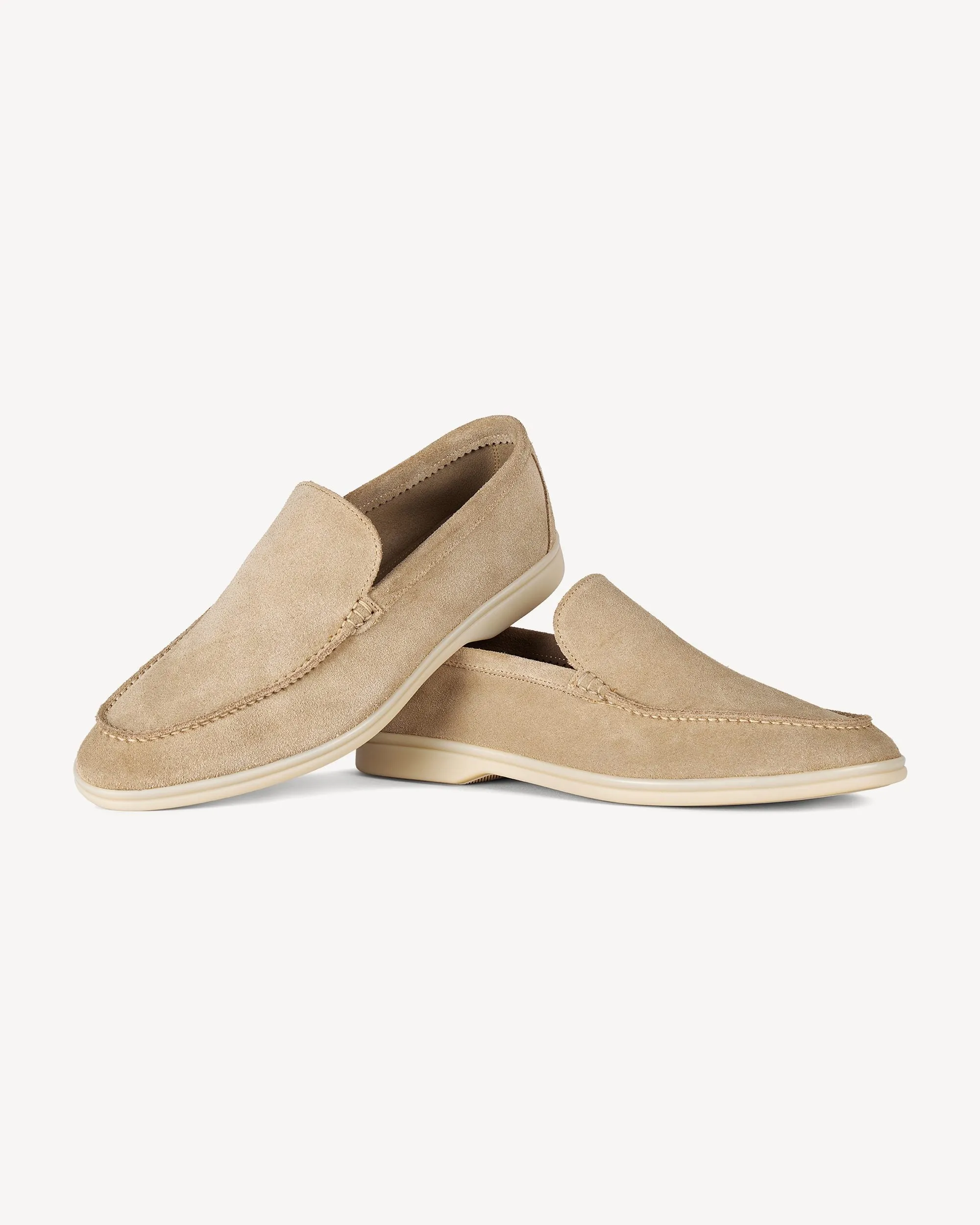 Brabion Unlined Capri Suede Loafer – Beige