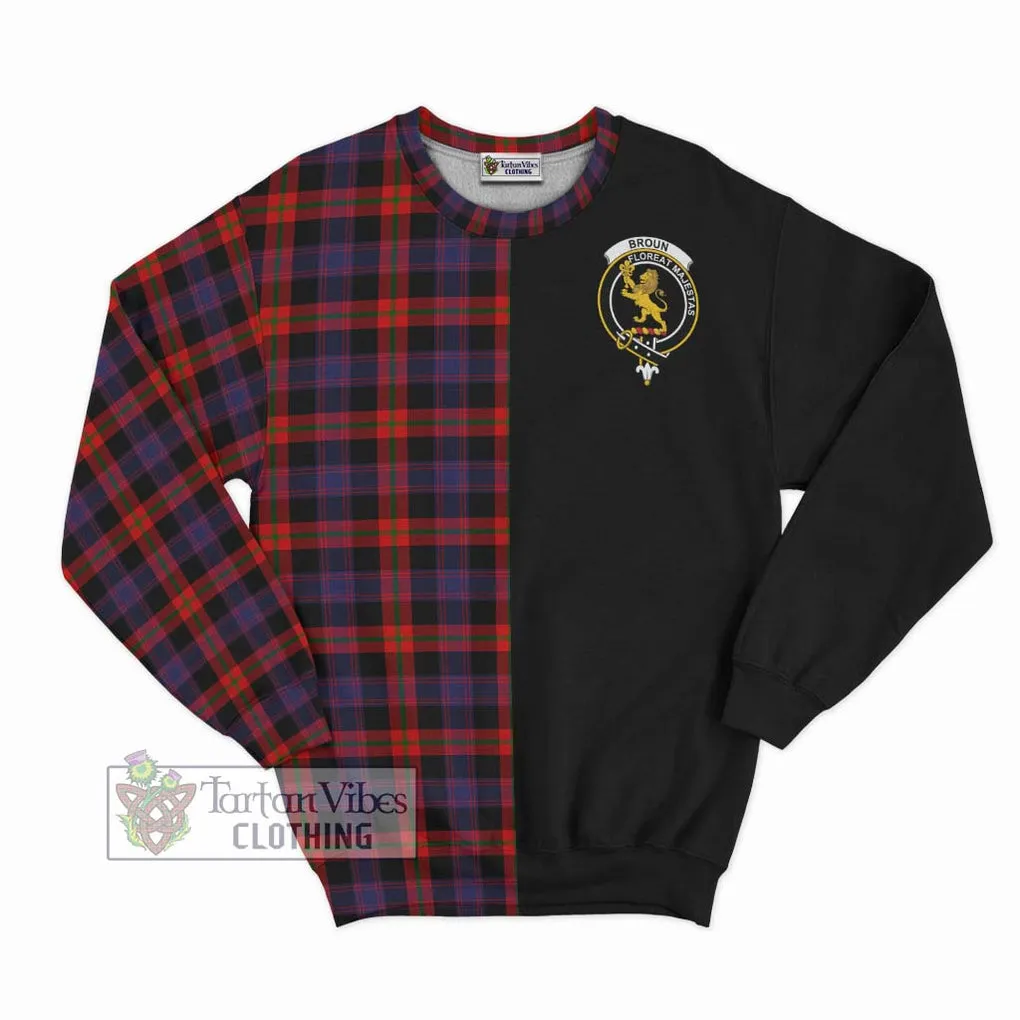 Broun Modern Tartan Sweatshirt with Family Crest and Half Of Me Style