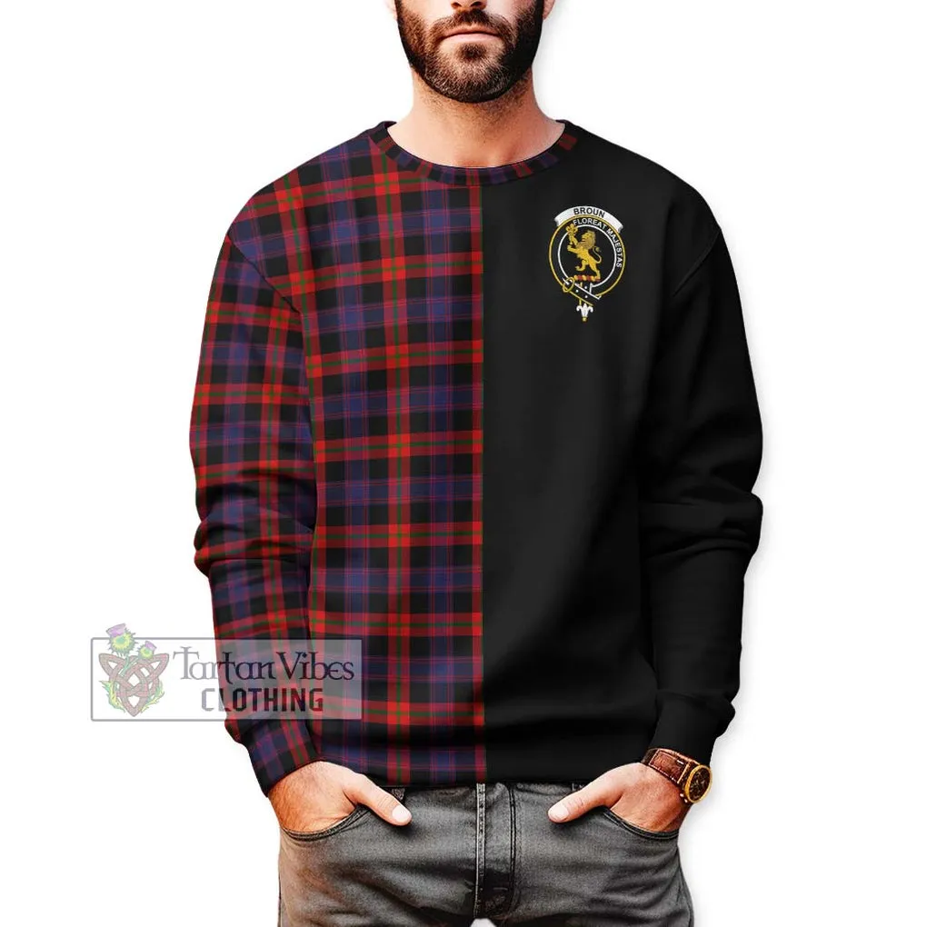 Broun Modern Tartan Sweatshirt with Family Crest and Half Of Me Style