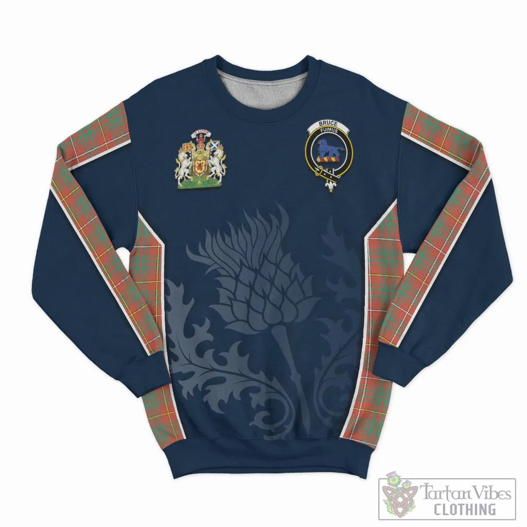 Bruce Ancient Tartan Sweatshirt with Family Crest and Scottish Thistle Vibes Sport Style