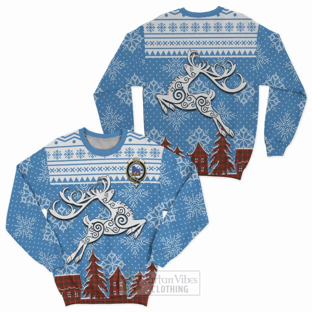 Bruce Clan Christmas Sweatshirt Celtic Reindeer Style