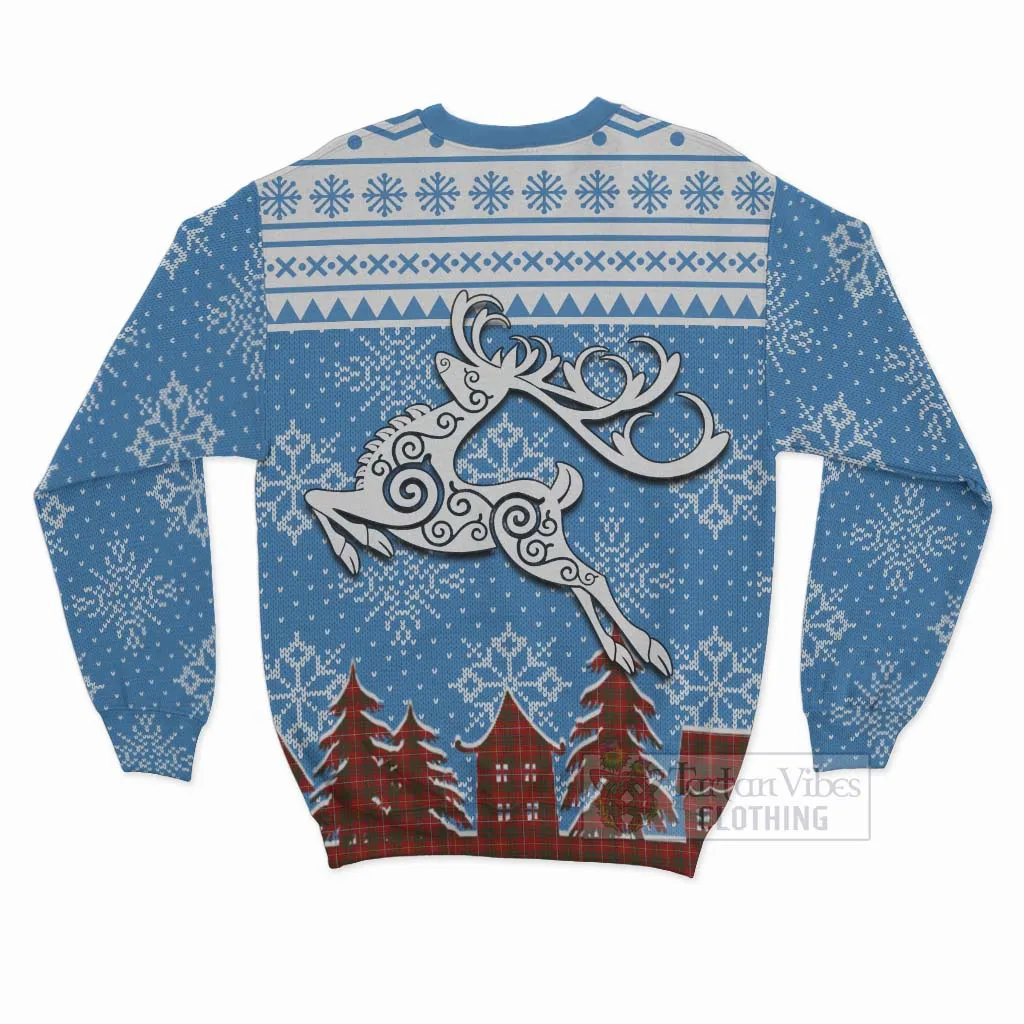 Bruce Clan Christmas Sweatshirt Celtic Reindeer Style