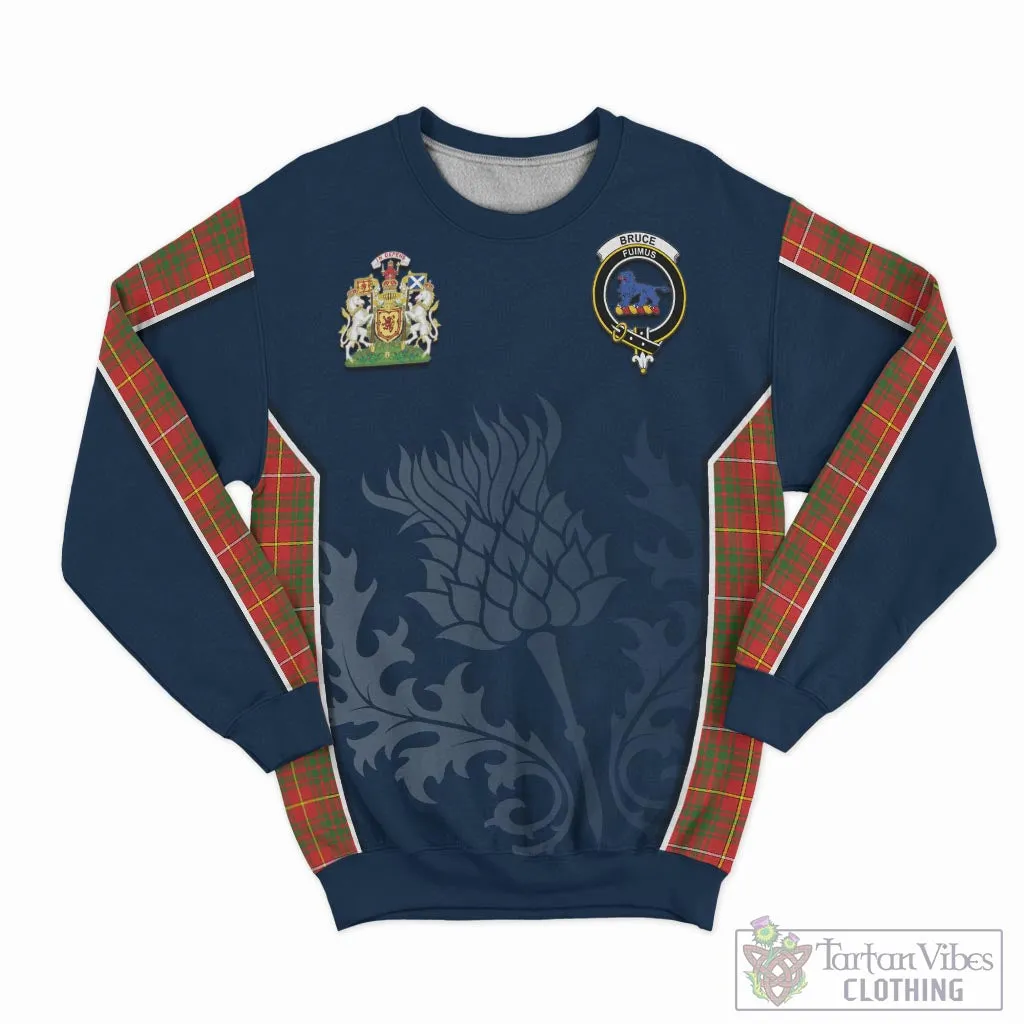 Bruce Modern Tartan Sweatshirt with Family Crest and Scottish Thistle Vibes Sport Style