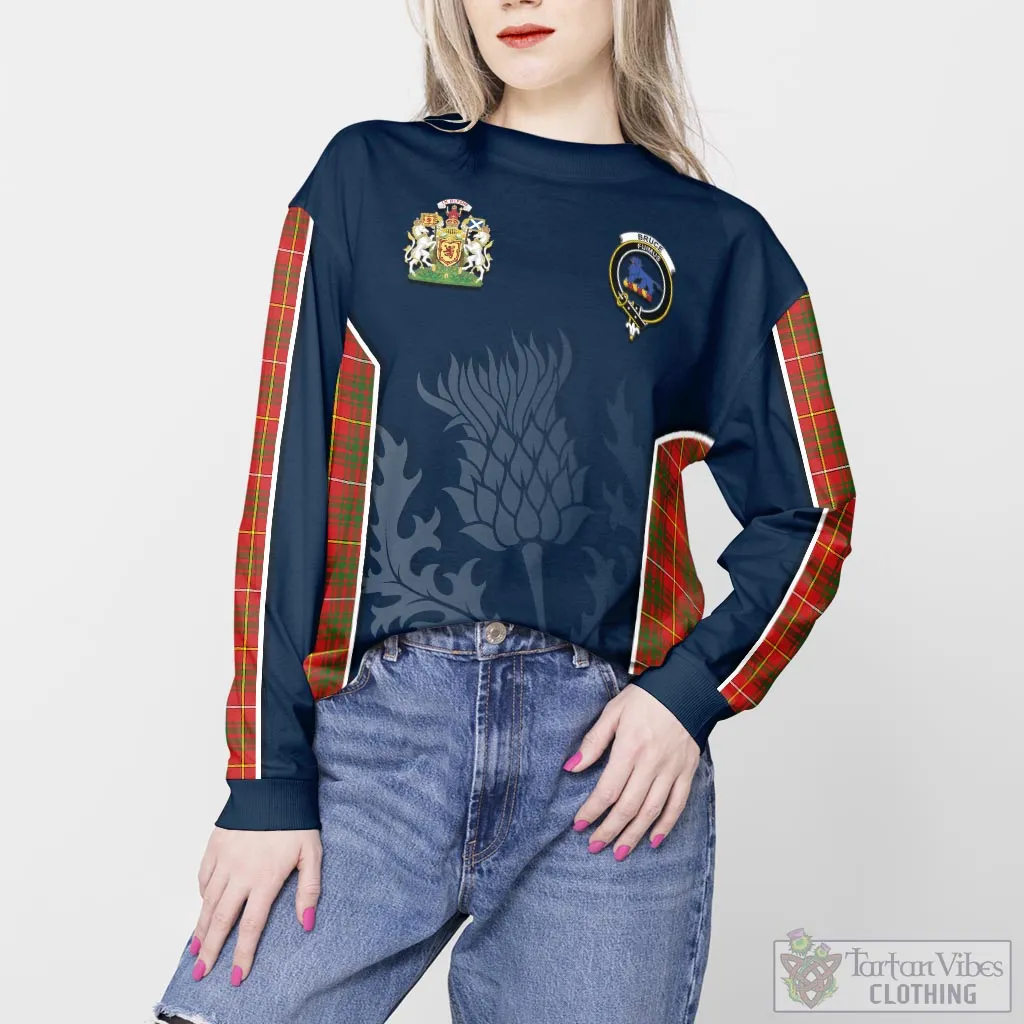 Bruce Modern Tartan Sweatshirt with Family Crest and Scottish Thistle Vibes Sport Style