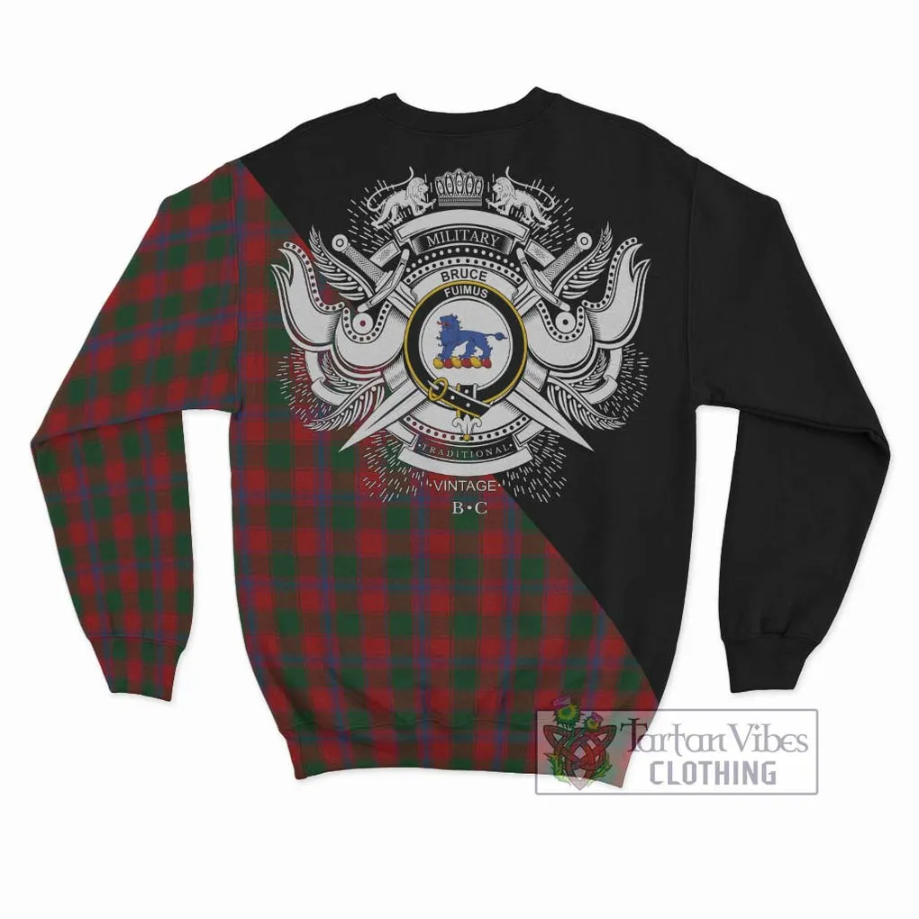 Bruce Old Tartan Sweatshirt with Family Crest and Military Logo Style