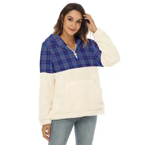 Bryson Tartan Women's Borg Fleece Hoodie With Half Zip