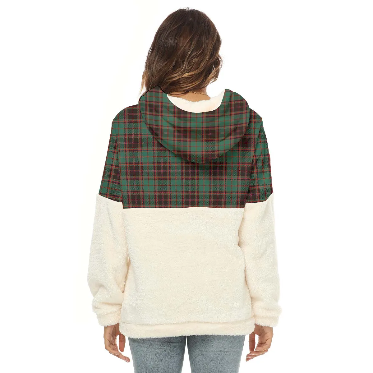 Buchan Ancient Tartan Women's Borg Fleece Hoodie With Half Zip