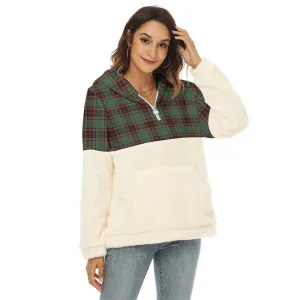 Buchan Ancient Tartan Women's Borg Fleece Hoodie With Half Zip