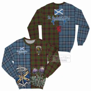 Buchan Tartan Sweatshirt Happy St. Andrew's Day Half Tartan Style