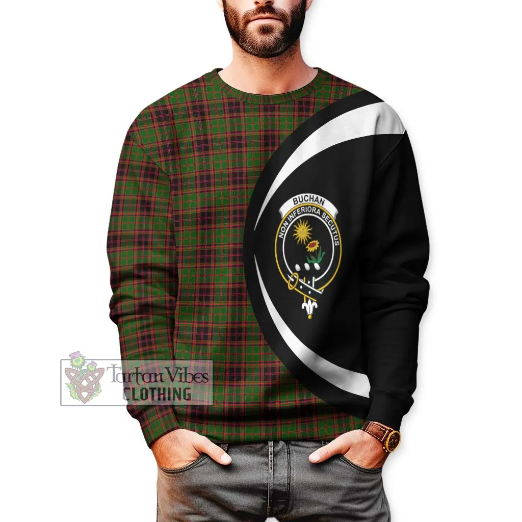 Buchan Tartan Sweatshirt with Family Crest Circle Style