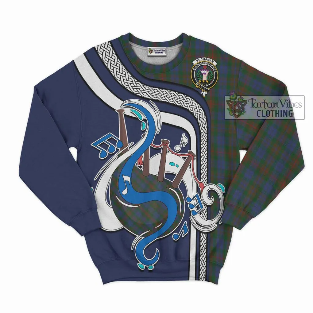 Buchanan Hunting Tartan Sweatshirt with Epic Bagpipe Style