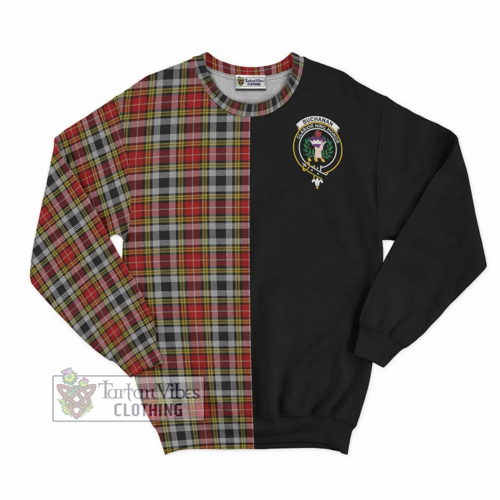 Buchanan Old Dress Tartan Sweatshirt with Family Crest and Half Of Me Style