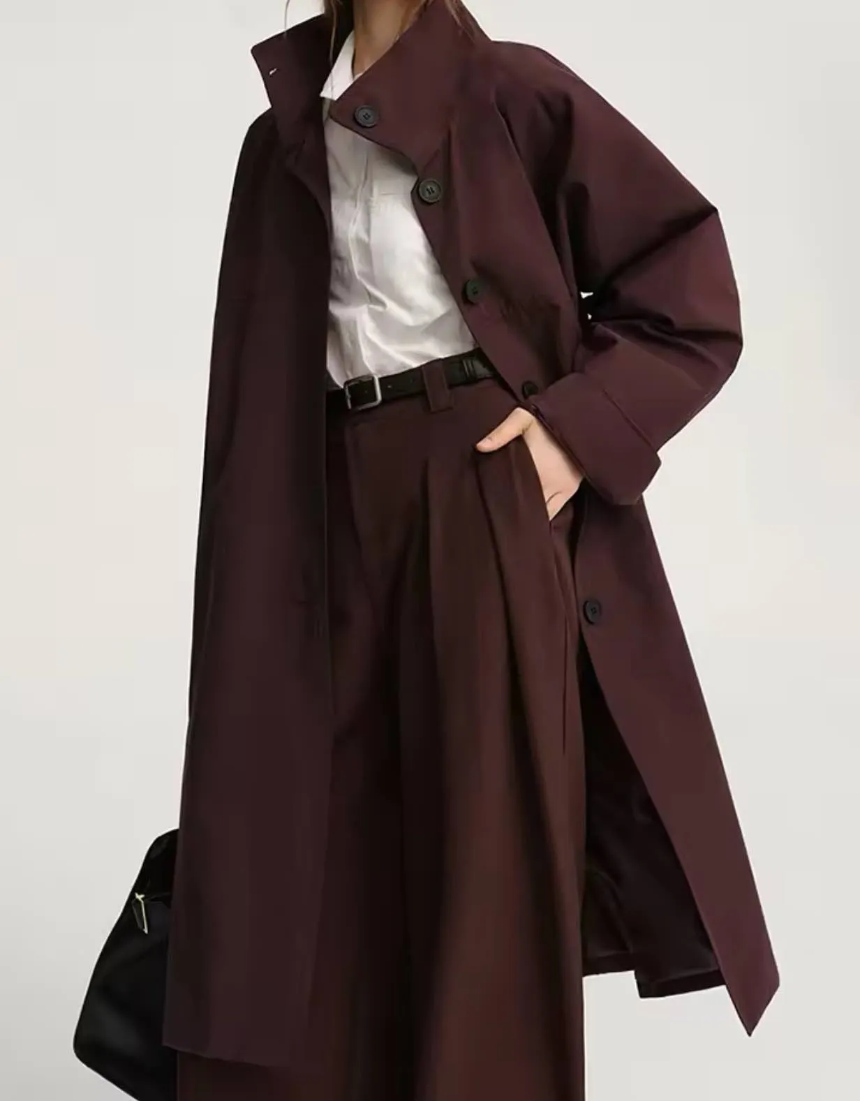 Burgandy Oversized Trench Coat