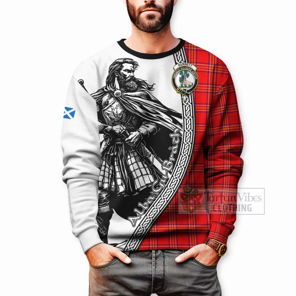 Burnett Tartan Clan Crest Sweatshirt with Highlander Warrior Celtic Style