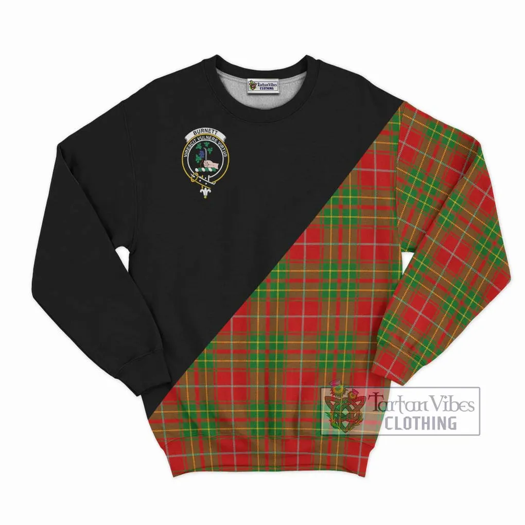 Burnett Tartan Sweatshirt with Family Crest and Military Logo Style