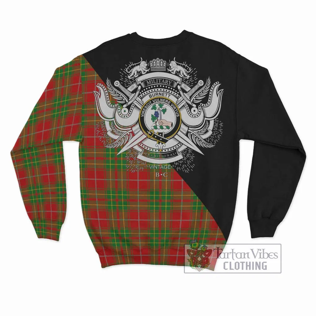 Burnett Tartan Sweatshirt with Family Crest and Military Logo Style