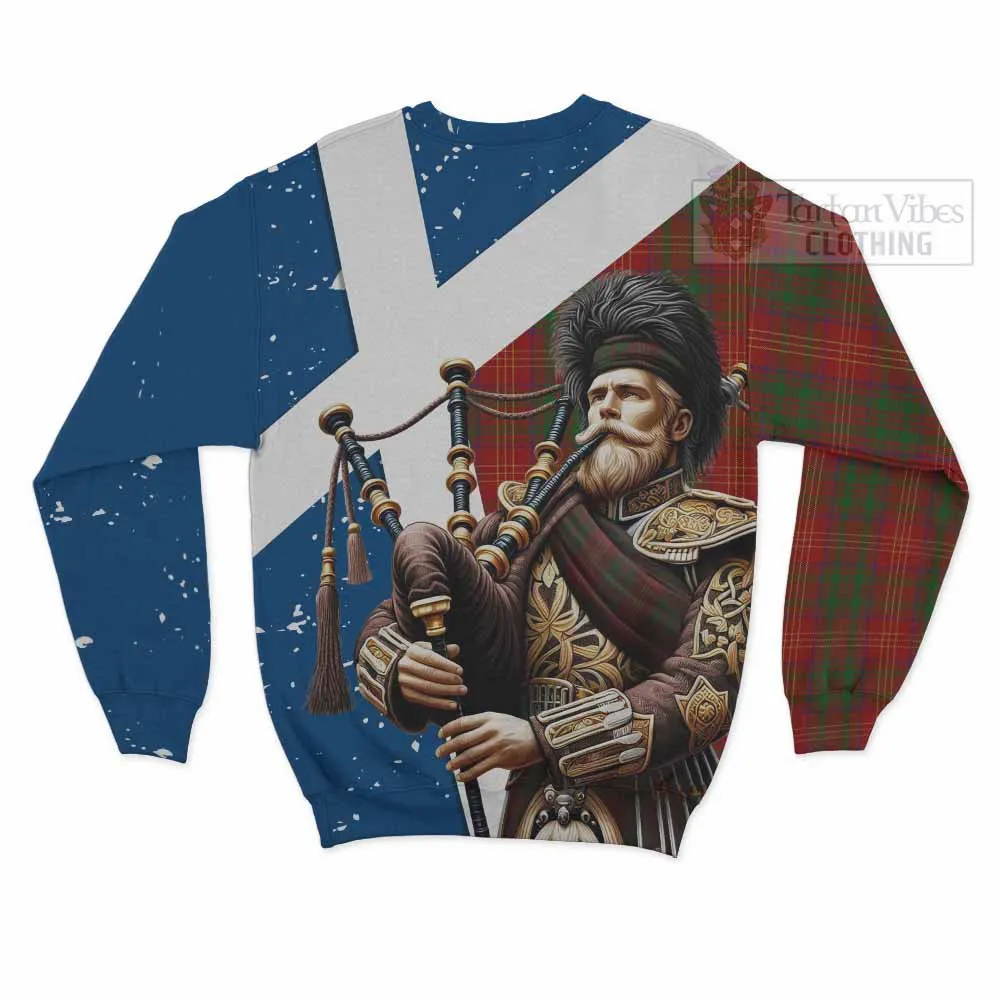 Burns Tartan Sweatshirt with Family Crest Scottish Bagpiper Vibes