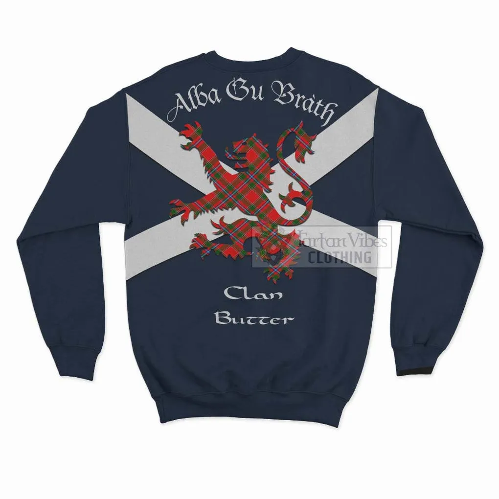 Butter Tartan Lion Rampant Sweatshirt  Proudly Display Your Heritage with Alba Gu Brath and Clan Name