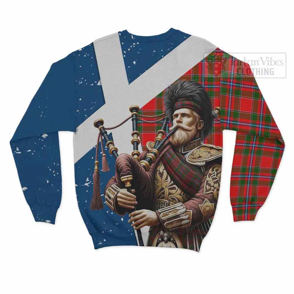 Butter Tartan Sweatshirt with Family Crest Scottish Bagpiper Vibes