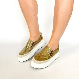 Butterfly Senhora 13 gold slip on