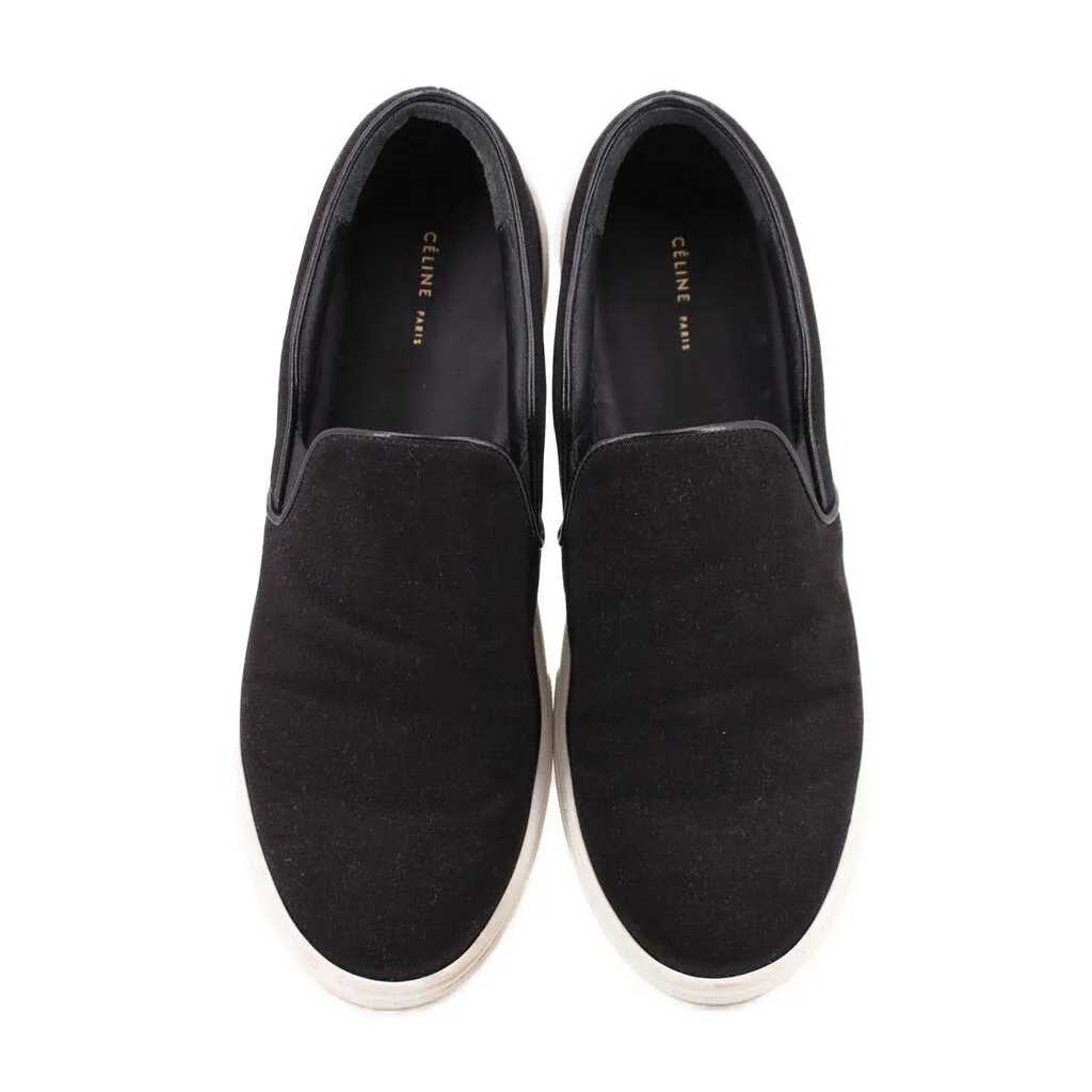 CELINE SATIN SLIP-ON SNEAKERS BLACK 39 EU | 8 US