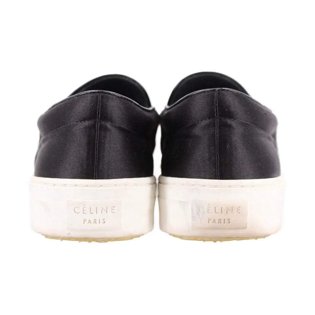 CELINE SATIN SLIP-ON SNEAKERS BLACK 39 EU | 8 US