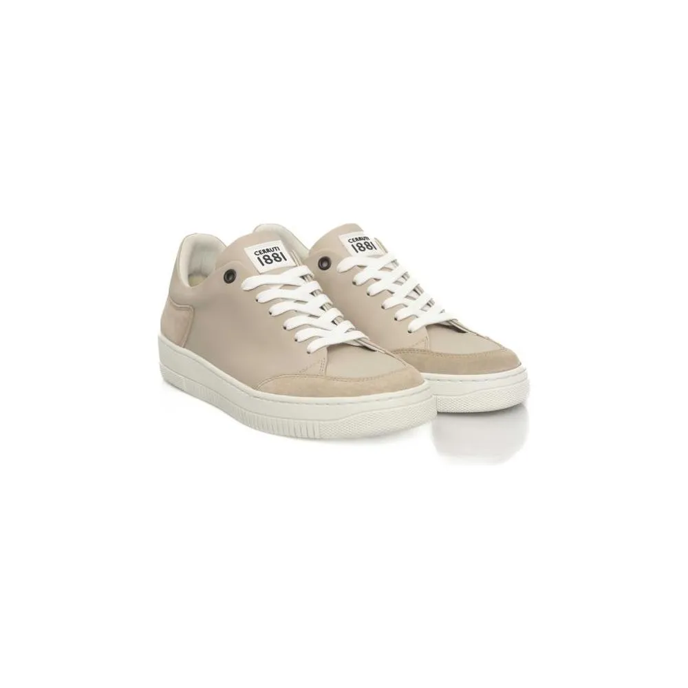 Cerruti 1881 Beige Leather Women Sneaker